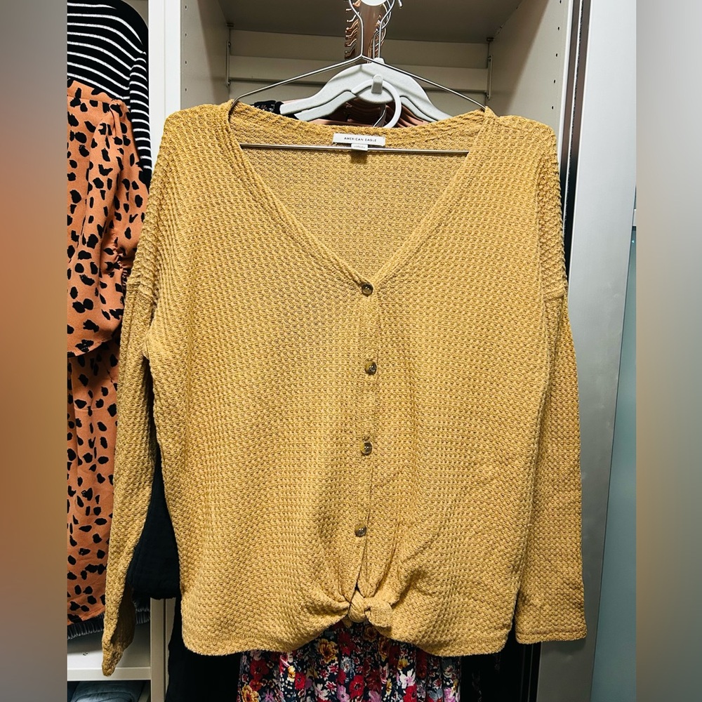Oversized Cropped Waffle Knit Top